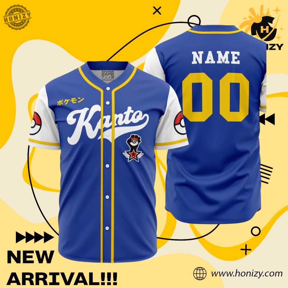 Jersey for fan NFL and anime 24 Kanto Trainer Pokemon Personalized Unisex Vintage Baseball Jersey