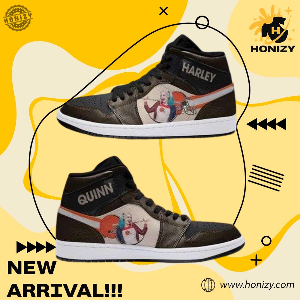 Harley Quinn X Nfl Cleveland Browns Custom Jd1 Boot Sneakers Shoes