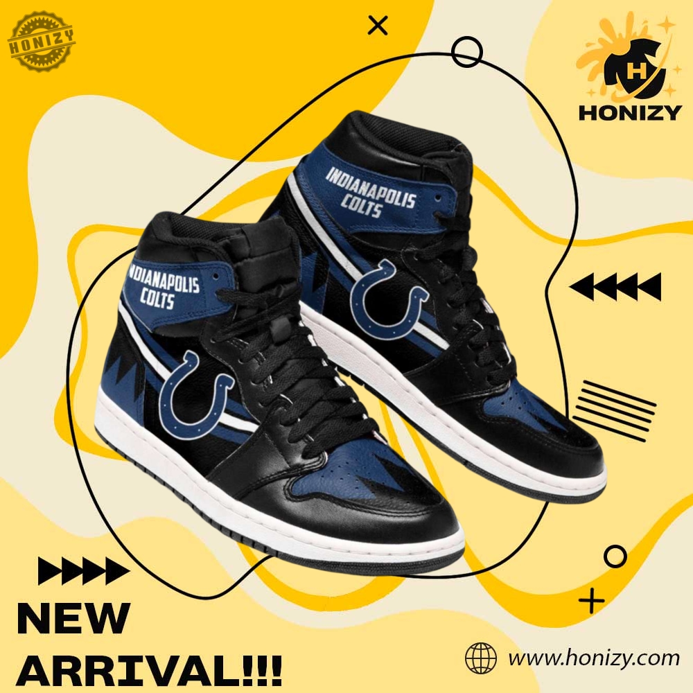 Nfl Indianapolis Colts Black Navy Custom Jd1 Boot Sneakers Shoes