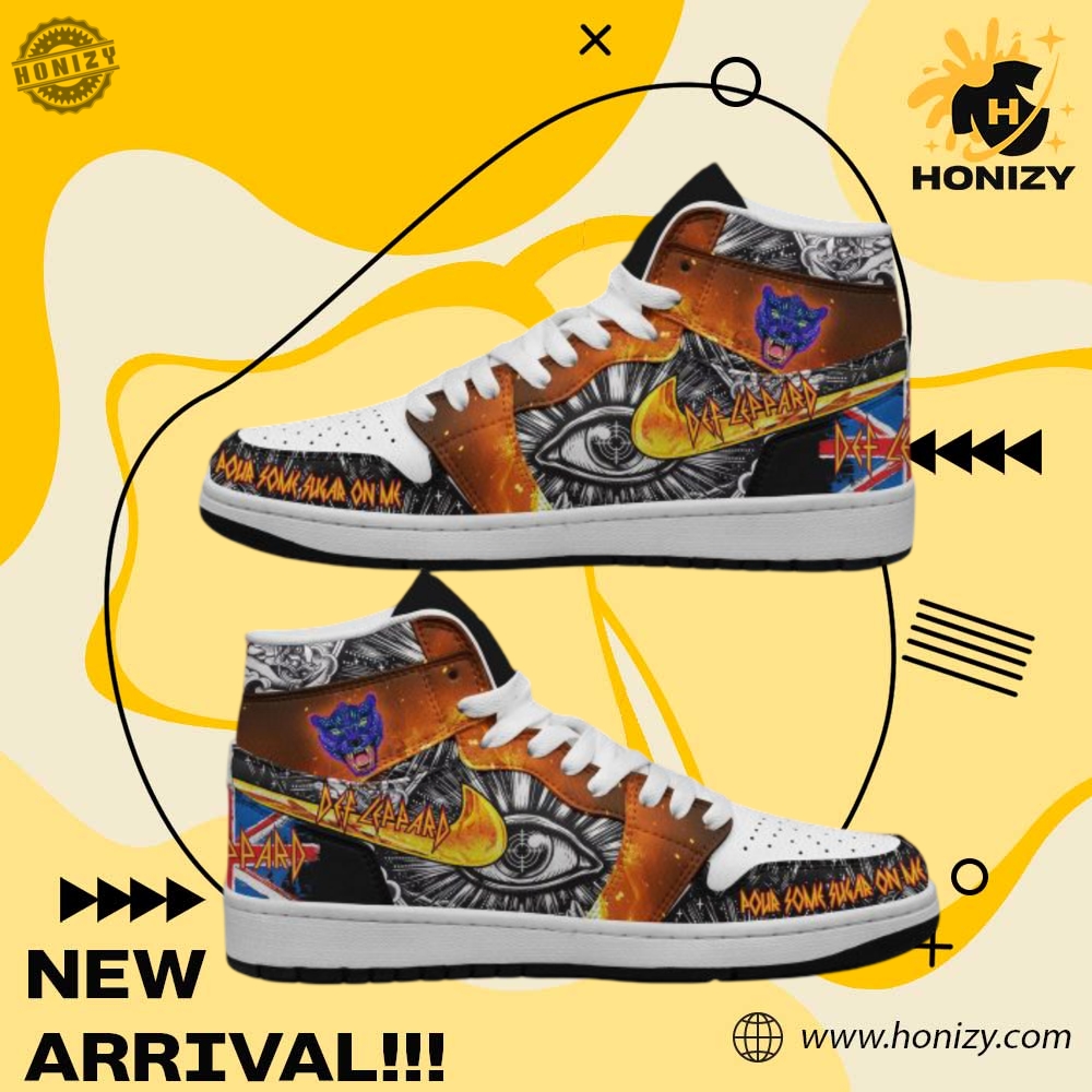 Shoes For NFL, NBA, Sport, Music Fan 18 Def Leppard Music Pour Some Sugar On Me Air Jordan 1 Unisex Shoes