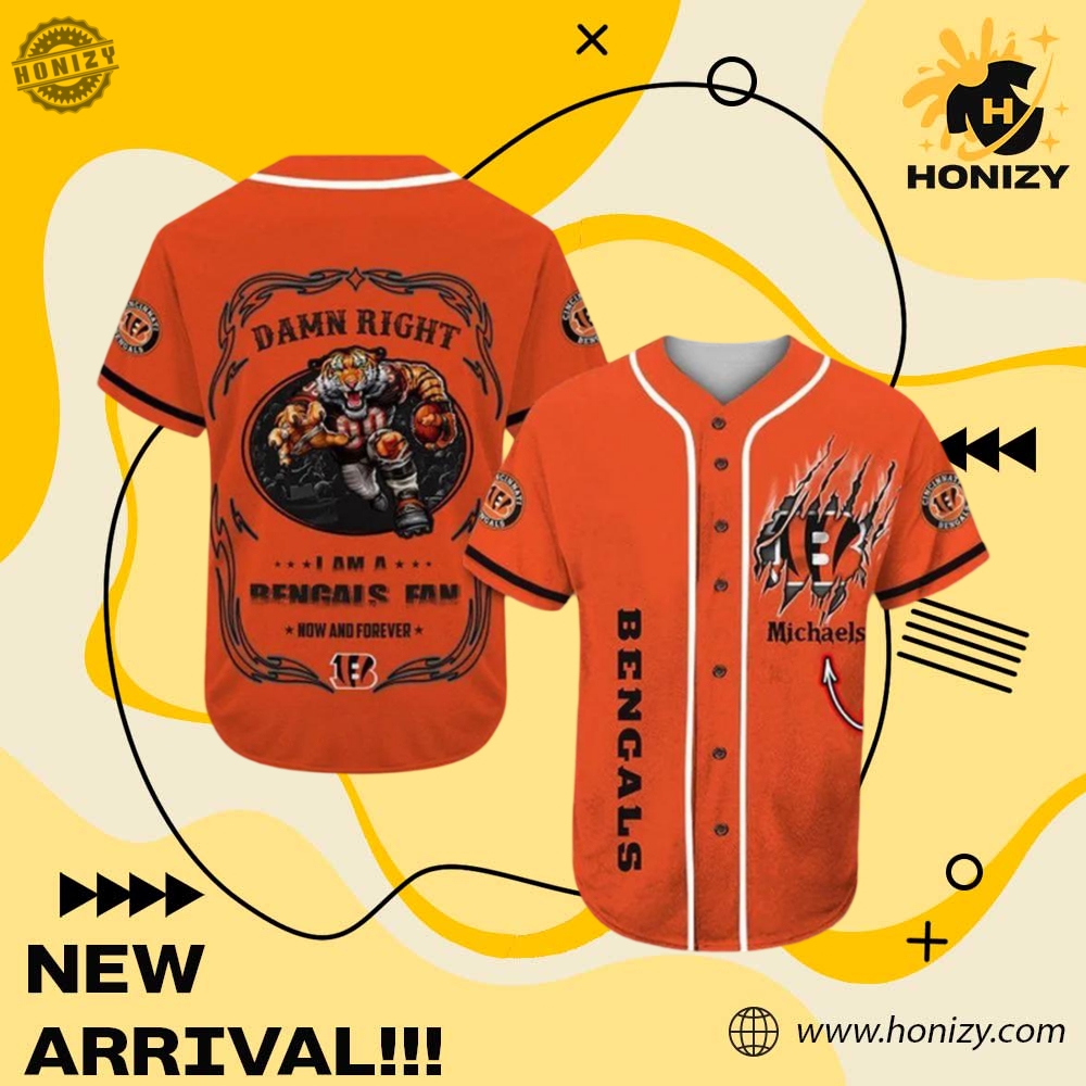 Cincinnati Bengals Mascot Nfl Personalized Baseball Jersey 5 Cincinnati Bengals Mascot NFL Personalized Baseball Jersey