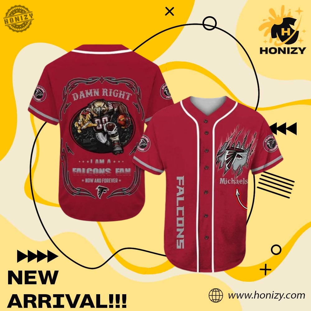 Atlanta Falcons Mascot Nfl Personalized Baseball Jersey