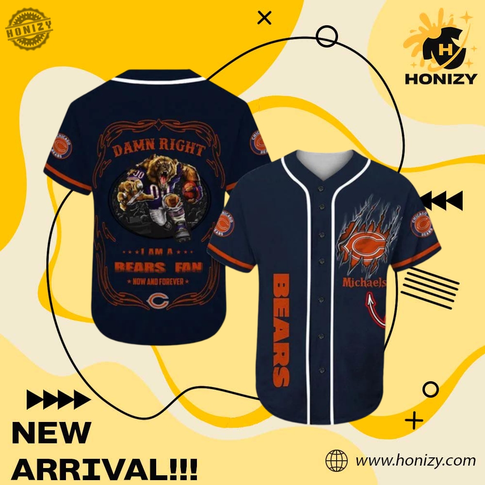 Chicago Bears Mascot Nfl Personalized Baseball Jersey