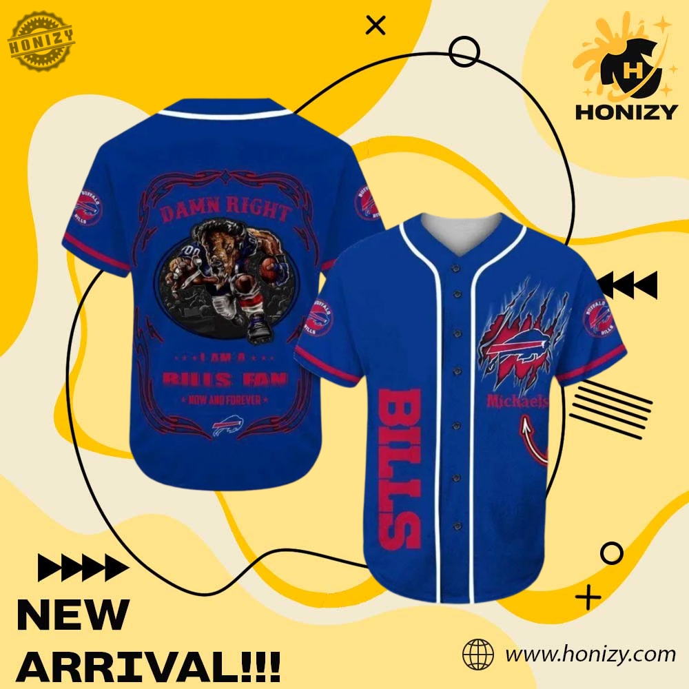 Buffalo Bills Mascot Nfl Custom Name Baseball Jersey