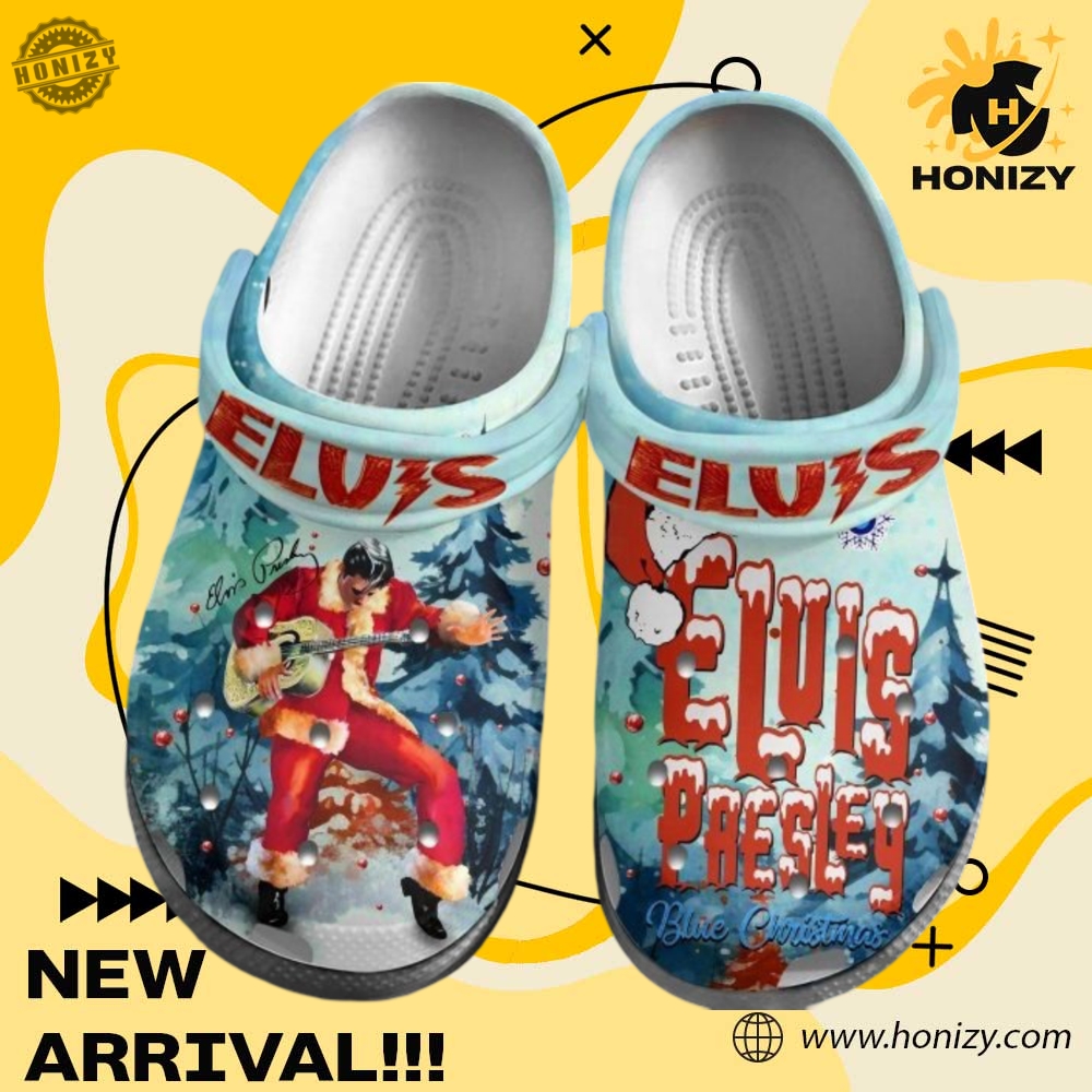 Trending Custom Crocs For You 6 Legend Elvis Presley Blue Christmas Santa Claus Is Back In Town Unisex Crocs