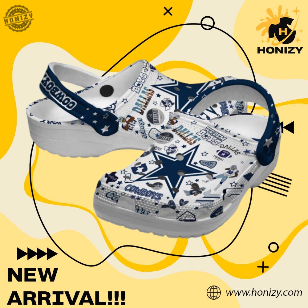 Trending Custom Crocs For You 13 Nfl Team Dallas Cowboys White Blue Design Unisex Crocs