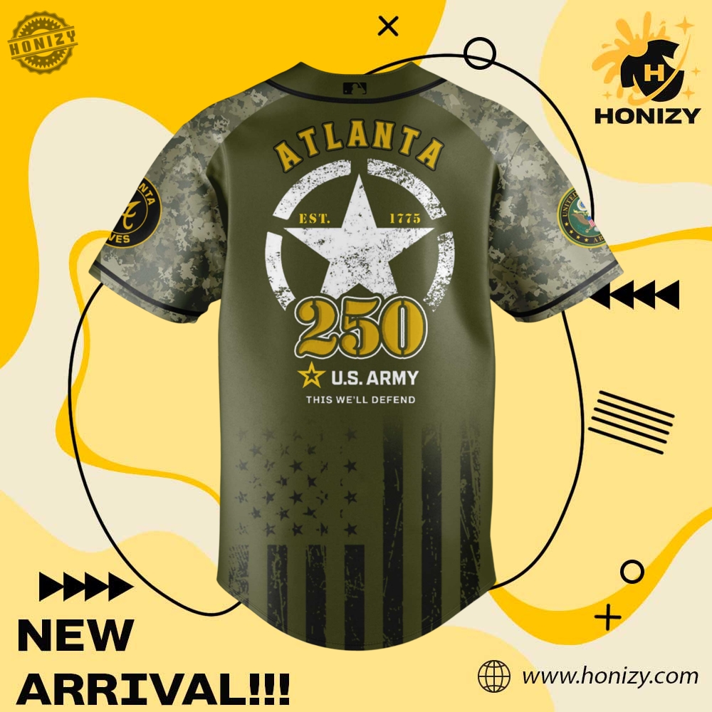 Mlb Atlanta Braves 250Th Us Army Unisex 3D Jersey 5 MLB Atlanta Braves 250th US Army Unisex 3D Jersey