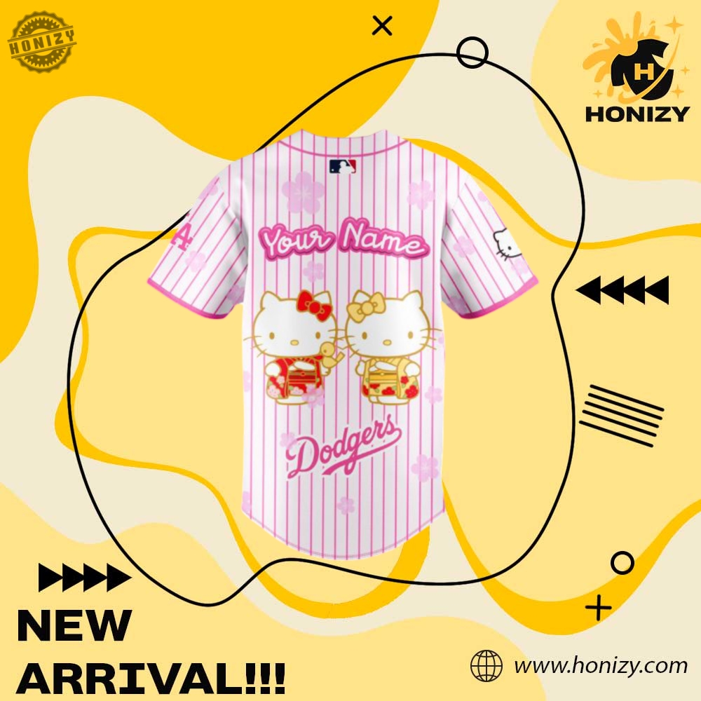 Mlb Los Angeles Dodgers Hello Kitty Custom Name Unisex 3D Jersey 4 MLB Los Angeles Dodgers Hello Kitty Custom Name Unisex 3D Jersey