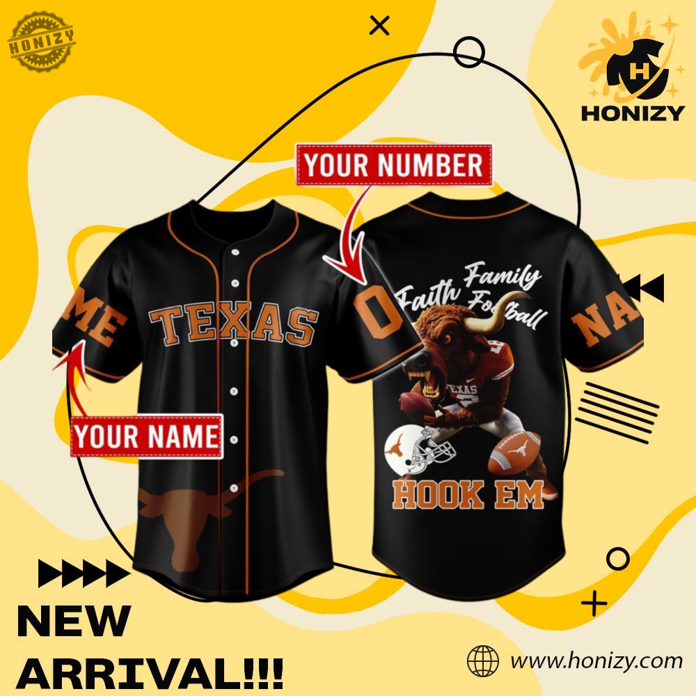 NFL Team Unisex 3D Jersey 19 Texas Longhorns Hook Em Personalized Custom Name Unisex 3D Jersey