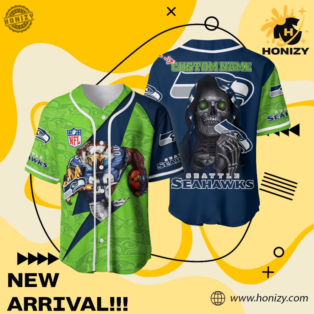 NFL Personalized Baseball Jersey mascot 3 Nfl Seattle Seahawks Personalized Baseball Jersey Mascot