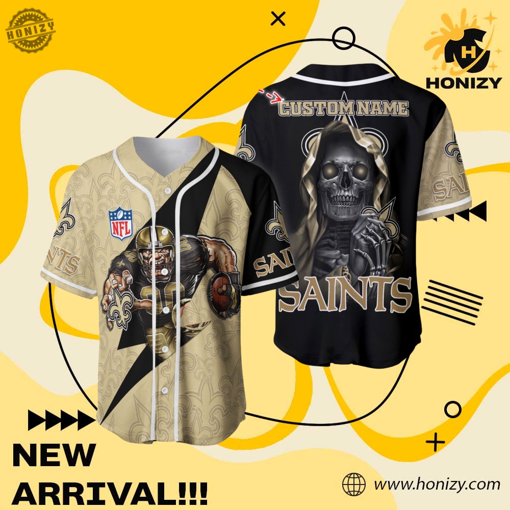 NFL Personalized Baseball Jersey mascot 9 Nfl New Orleans Saints Personalized Baseball Jersey Mascot