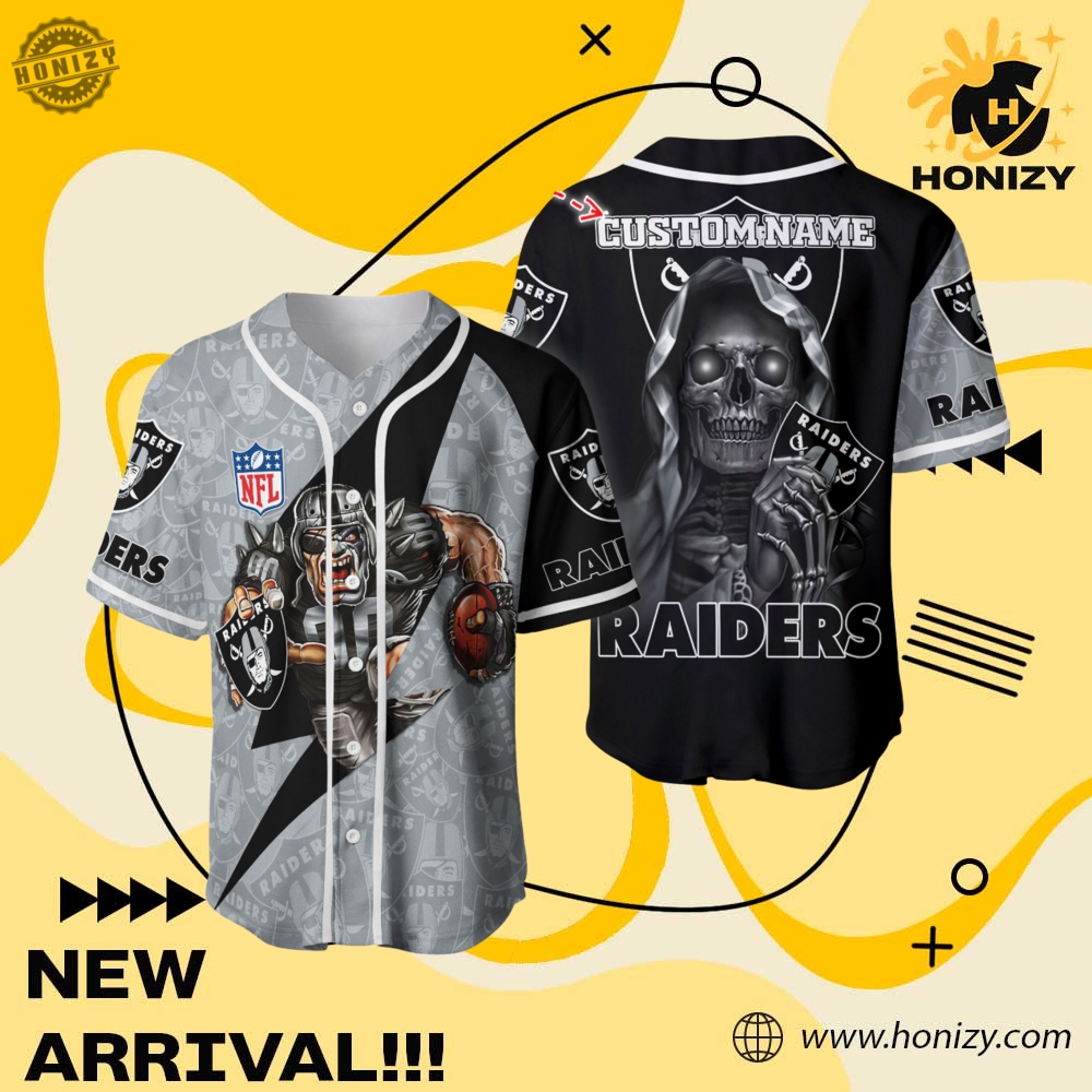 NFL Personalized Baseball Jersey mascot 11 Nfl Las Vegas Raiders Personalized Baseball Jersey Mascot