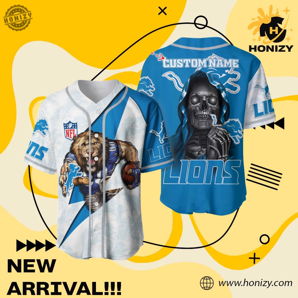 NFL Personalized Baseball Jersey mascot 15 Nfl Detroit Lions Personalized Baseball Jersey Mascot