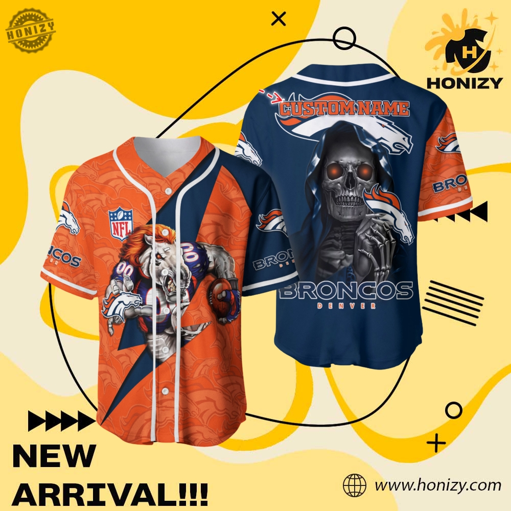 NFL Personalized Baseball Jersey mascot 16 Nfl Denver Broncos Personalized Baseball Jersey Mascot