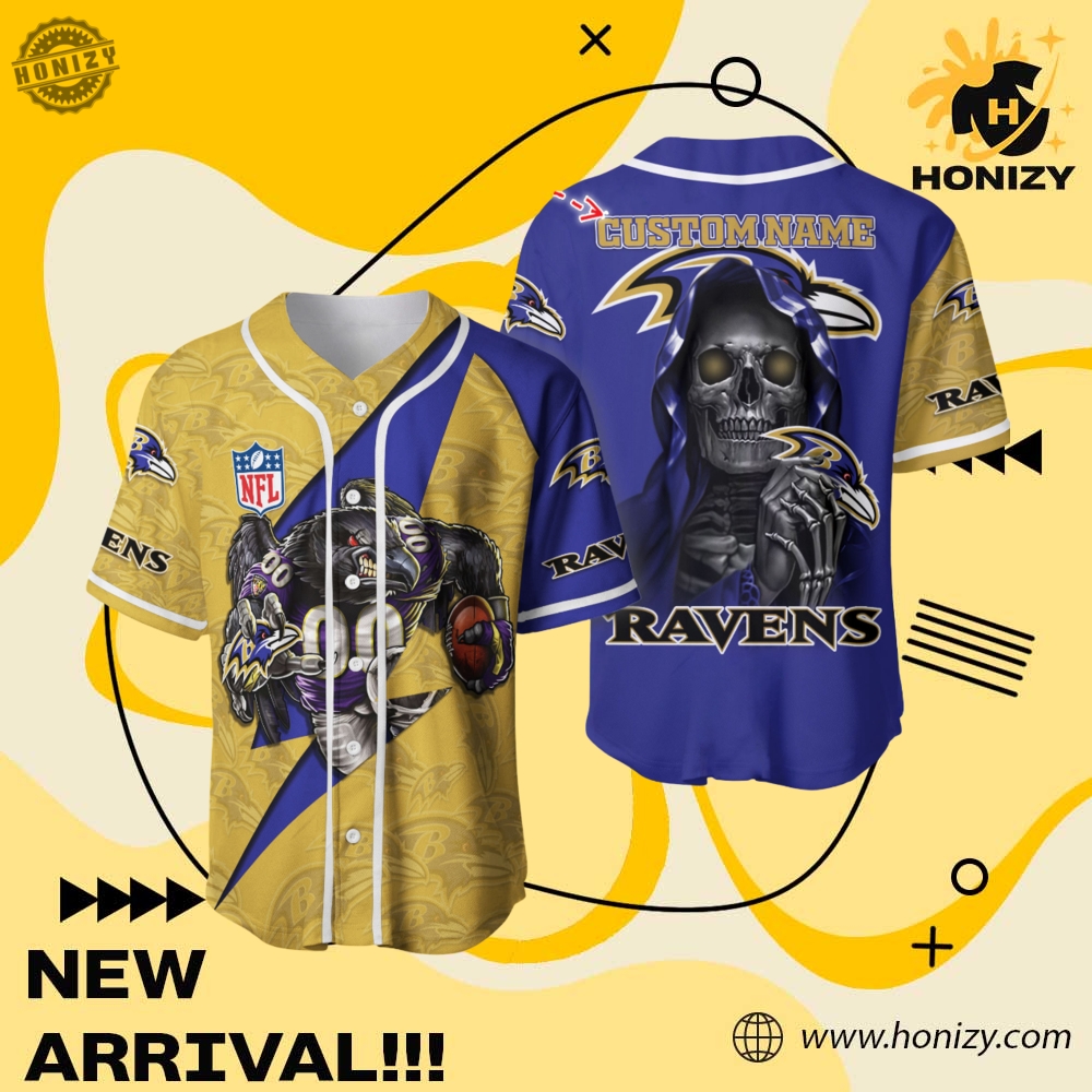 NFL Personalized Baseball Jersey mascot 19 Nfl Baltimore Ravens Personalized Baseball Jersey Mascot