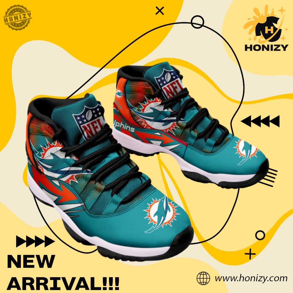 Miami Dolphins Nfl Football Team Air Jordan 11 Unisex Trendy Shoes Sneaker