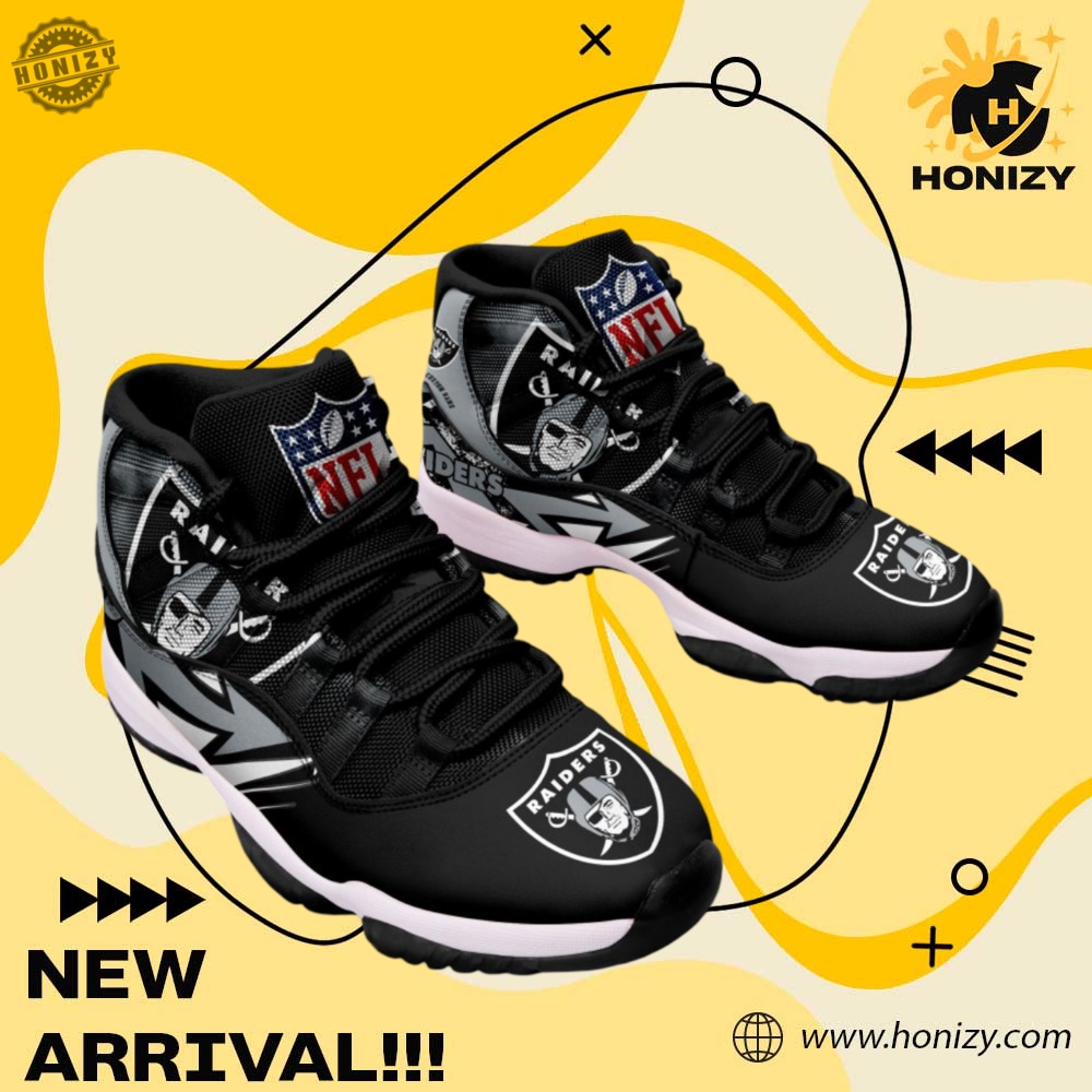 Las Vegas Raiders Nfl Football Team Air Jordan 11 Unisex Trendy Shoes Sneaker
