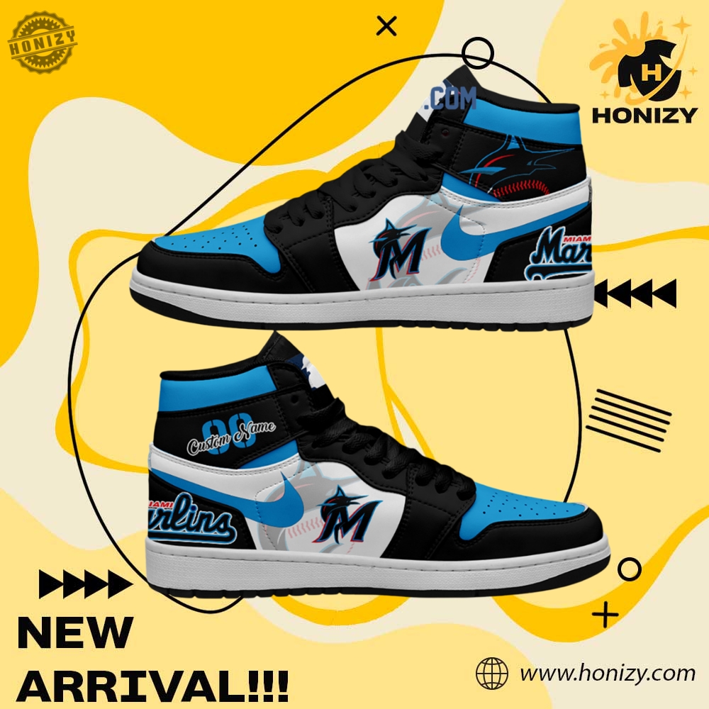 MLB Baseball Team Custom Shoes 7 Miami Marlins Mlb Baseball Team Personalized Unisex Air Jordan 1 Shoes