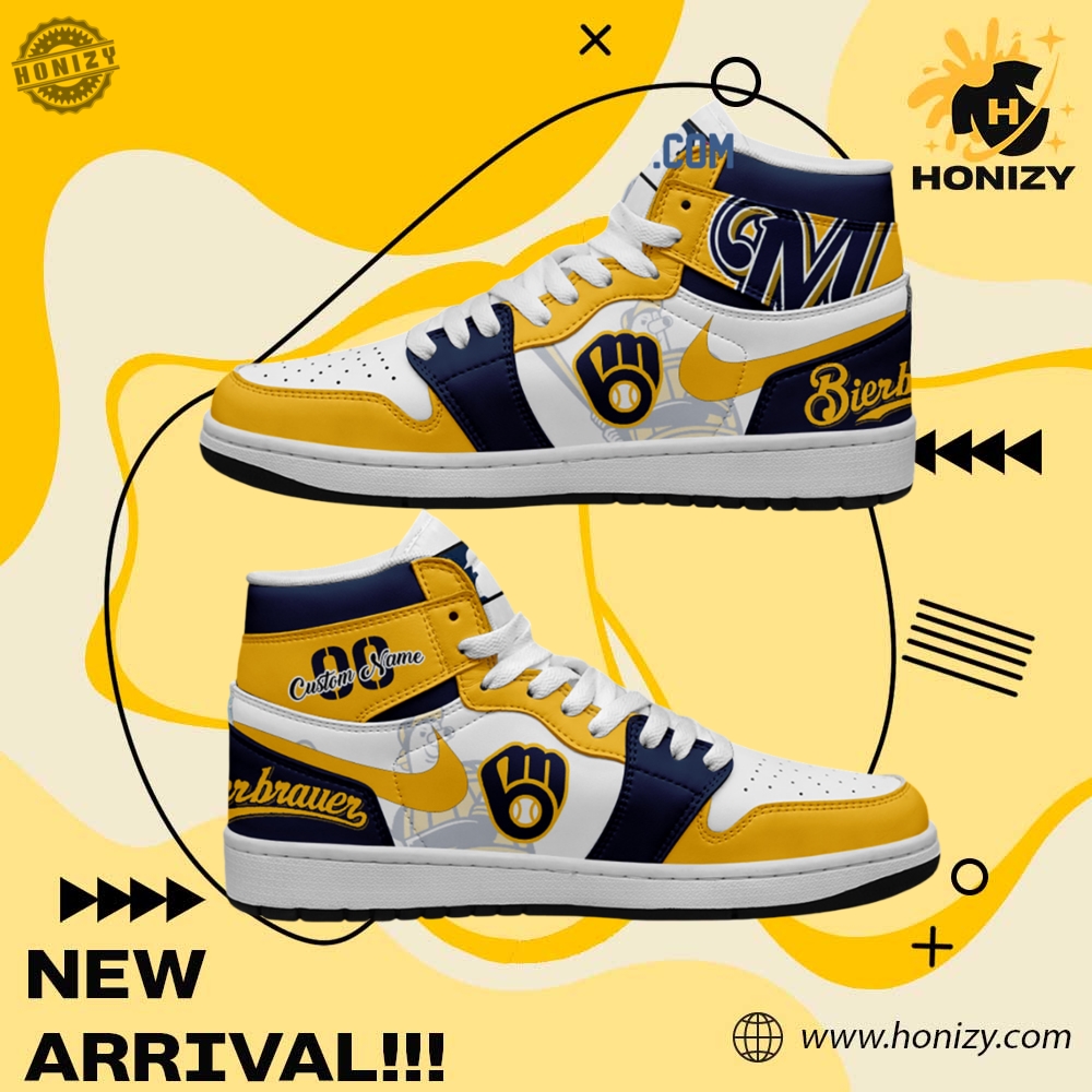 MLB Baseball Team Custom Shoes 8 Milwaukee Brewers Mlb Baseball Team Personalized Unisex Air Jordan 1 Shoes