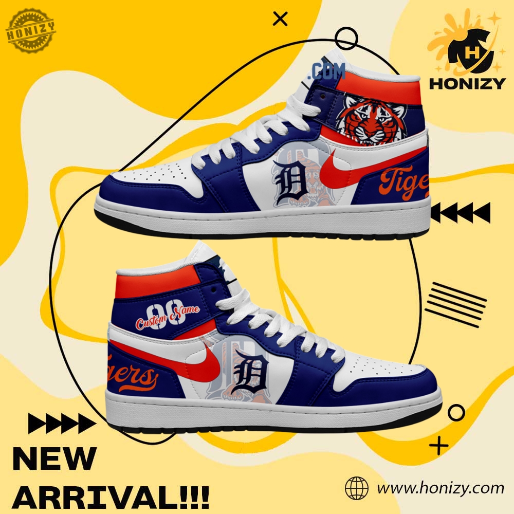 MLB Baseball Team Custom Shoes 21 Detroit Tigers Mlb Baseball Team Personalized Unisex Air Jordan 1 Shoes