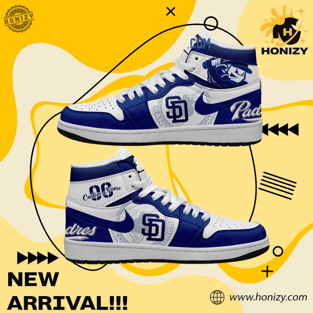 MLB Baseball Team Custom Shoes 24 San Diego Padres Mlb Baseball Team Personalized Unisex Air Jordan 1 Shoes