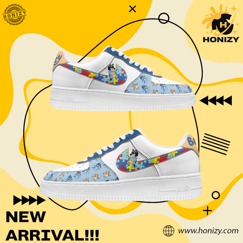 Custom Shoes For You 3 Autism Awareness Bluey Family Movie Unisex Nike Air Force 1 Shoes