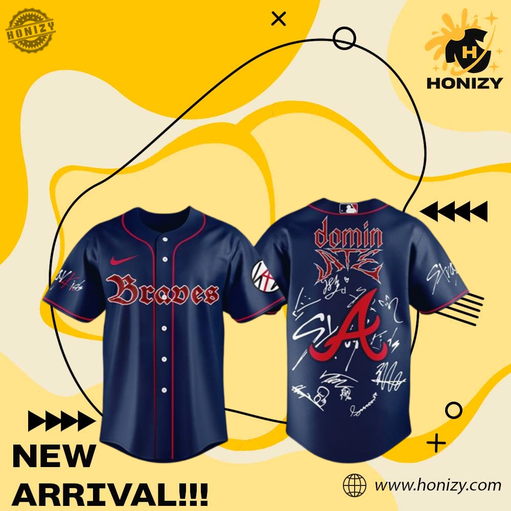 MLB Baseball 3D Jersey 13 Mlb Atlanta Braves Stray Kids Dominate Tour 2025 Unisex Jersey