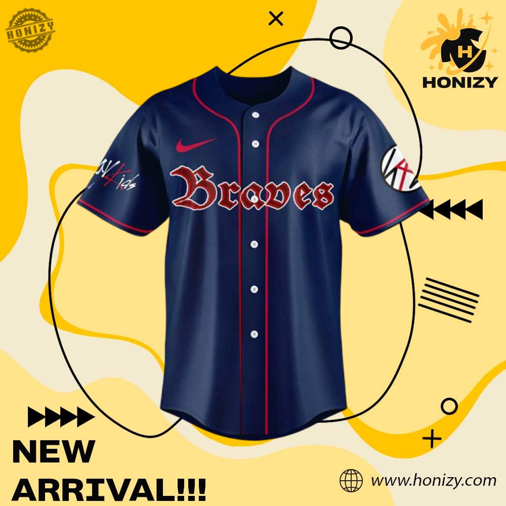Mlb Atlanta Braves Stray Kids Dominate Tour 2025 Unisex Jersey 5 MLB Atlanta Braves Stray Kids Dominate Tour 2025 unisex Jersey