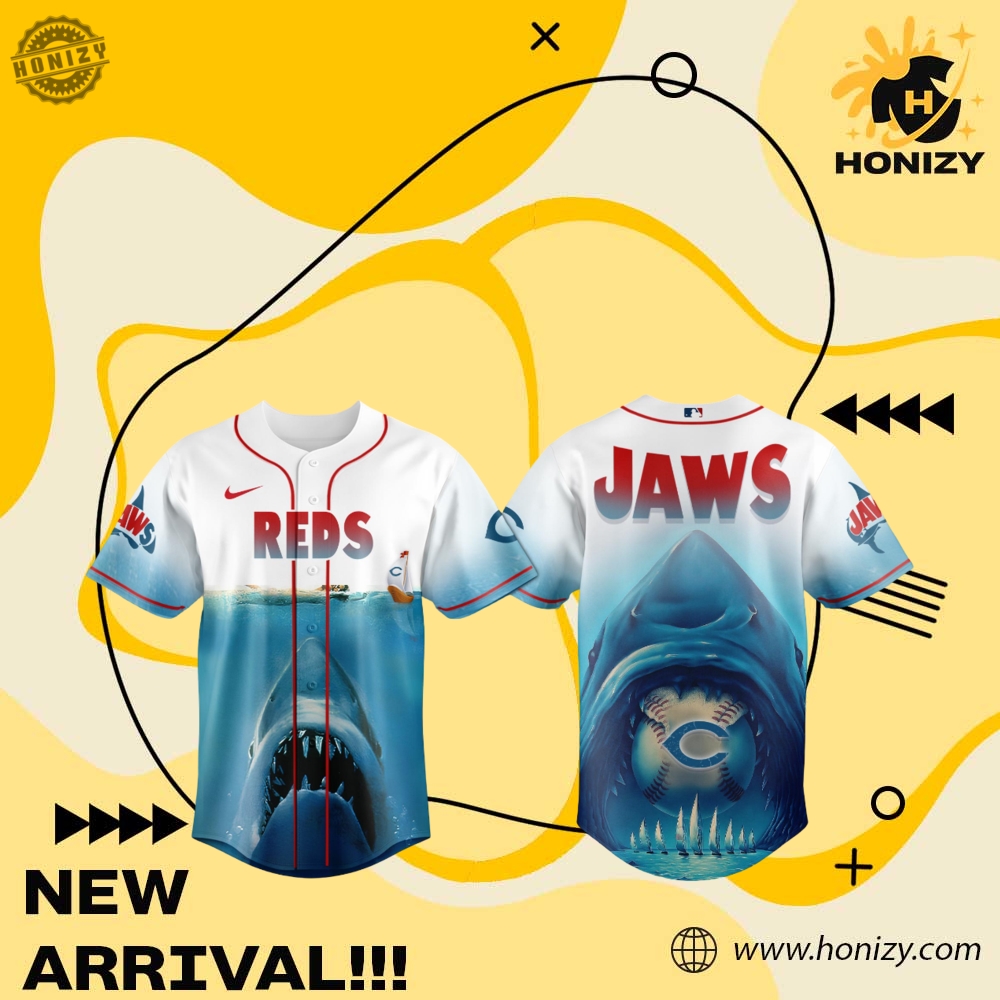 MLB Baseball 3D Jersey 19 Mlb Cincinnati Reds Jaws Shark Unisex 3D Jersey