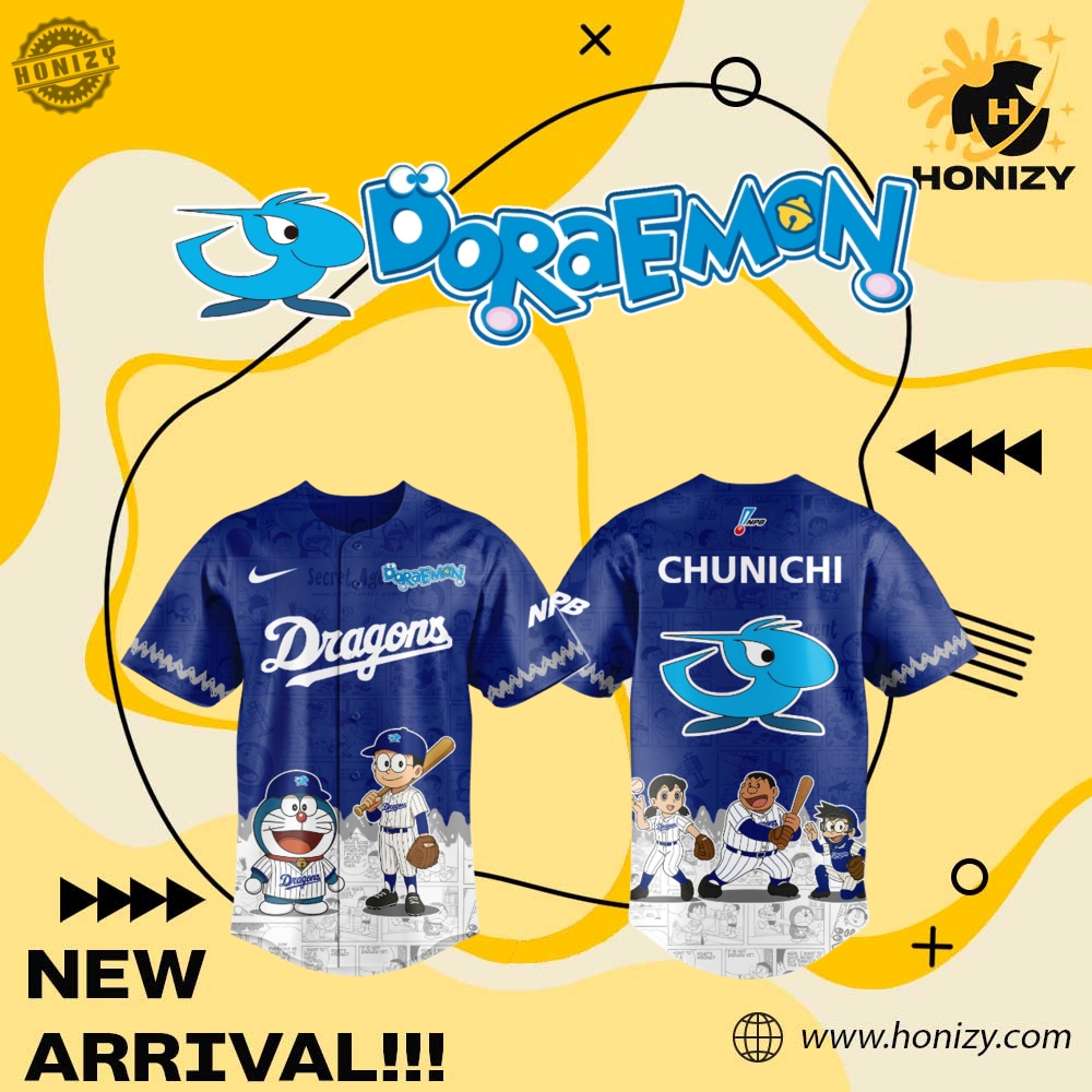 MLB Baseball 3D Jersey 20 Mlb Chunichi Dragons Doraemon Special Edition Unisex 3D Jersey