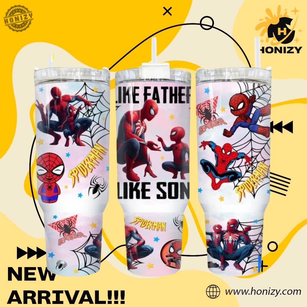 Trendy Music, Sport Custom 3D Stanley Tumbler 2 Spiderman Marvel Like Father Like Son Superhero Dad Trendy Stanley Tumbler