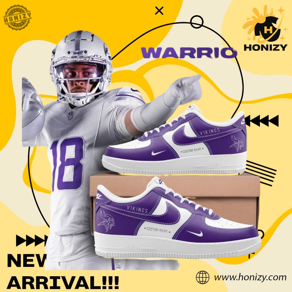 Nike Air Force 1 Graphic Shoes 27 Minnesota Vikings Winter Warrior Custom Name Graphic Nike Air Force 1 Shoes