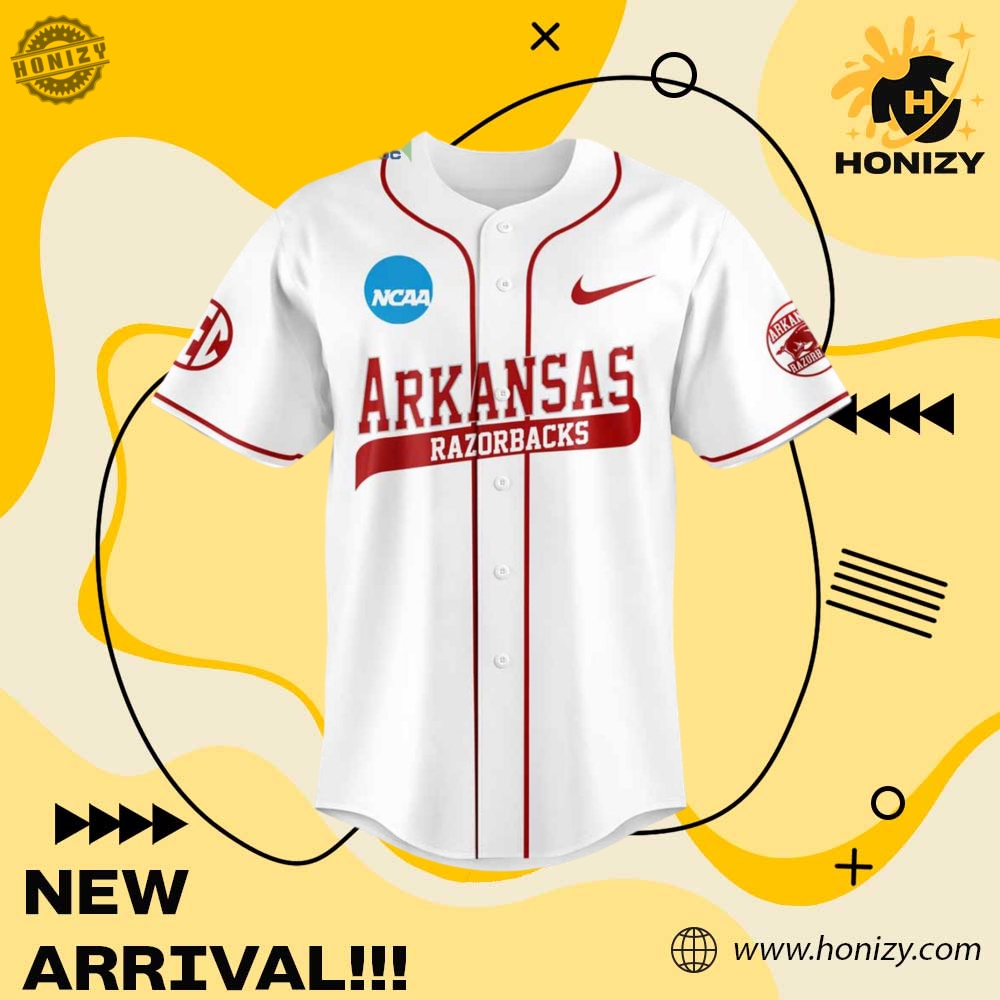 Arkansas Razorbacks Omahogs Champions White Unisex Baseball Jersey 4 Arkansas Razorbacks Omahogs Champions White unisex Baseball Jersey
