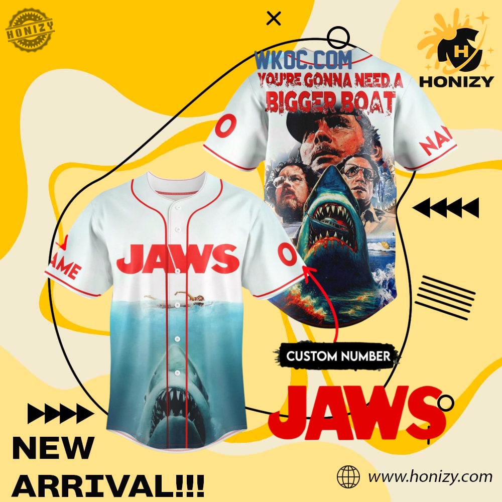 Music, Movie, Sport Jersey Shirt 10 Jaws Movie Youre Gonna Need A Bigget Boat Unisex Baseball Jersey