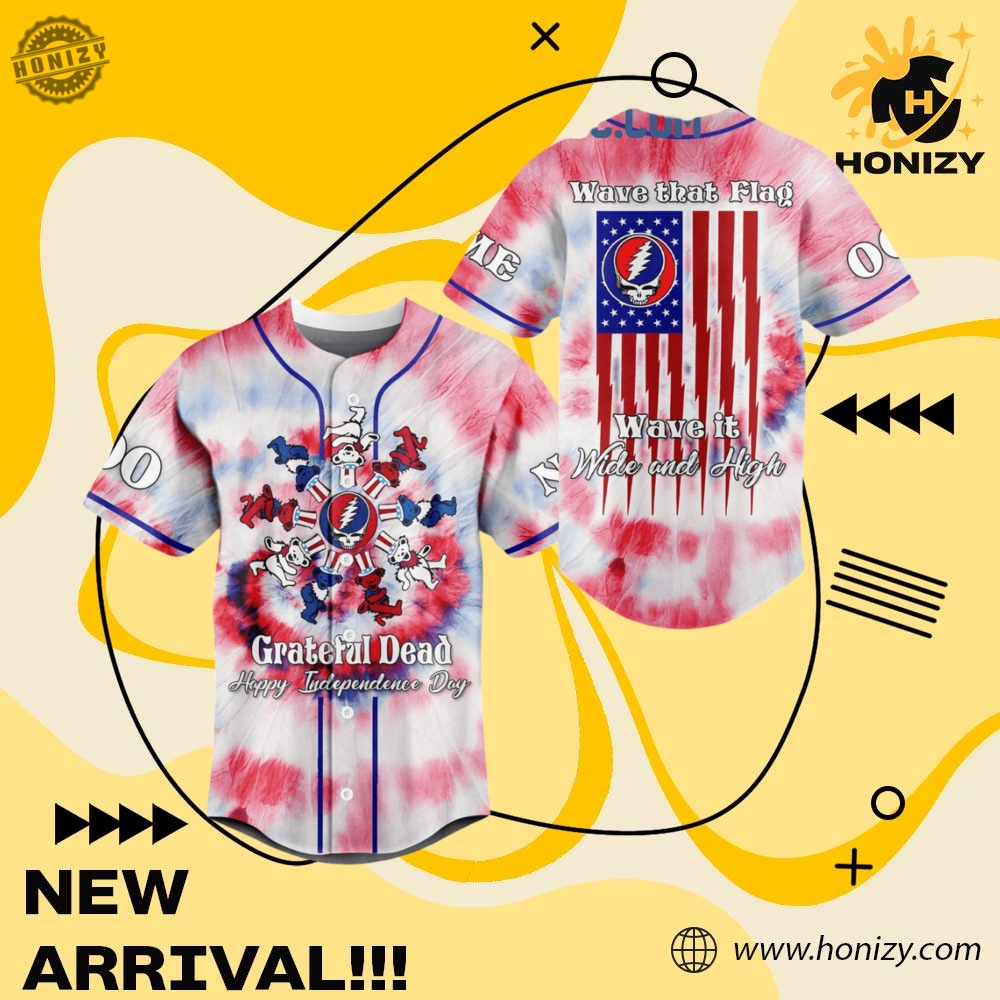 Music, Movie, Sport Jersey Shirt 11 Grateful Dead Music Happy Independence Day 3D Personalized Unisex Baseball Jersey