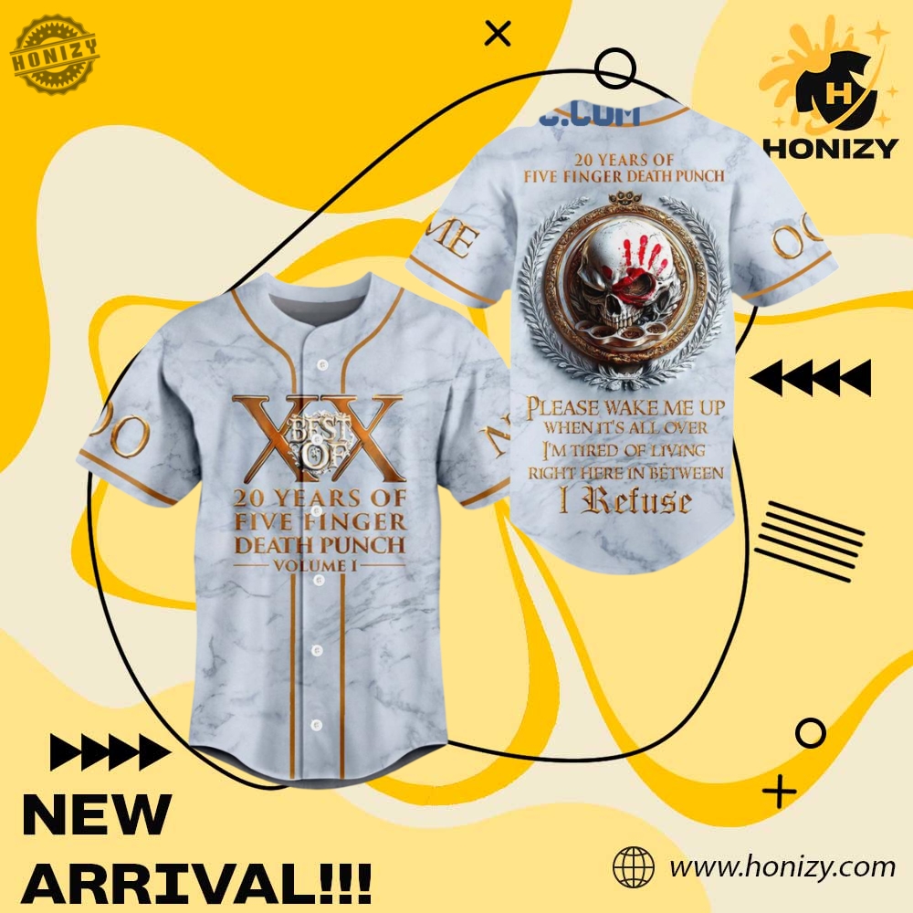 Music, Movie, Sport Jersey Shirt 21 Five Finger Death Punch 20 Years Music Personalized Unisex Baseball Jersey