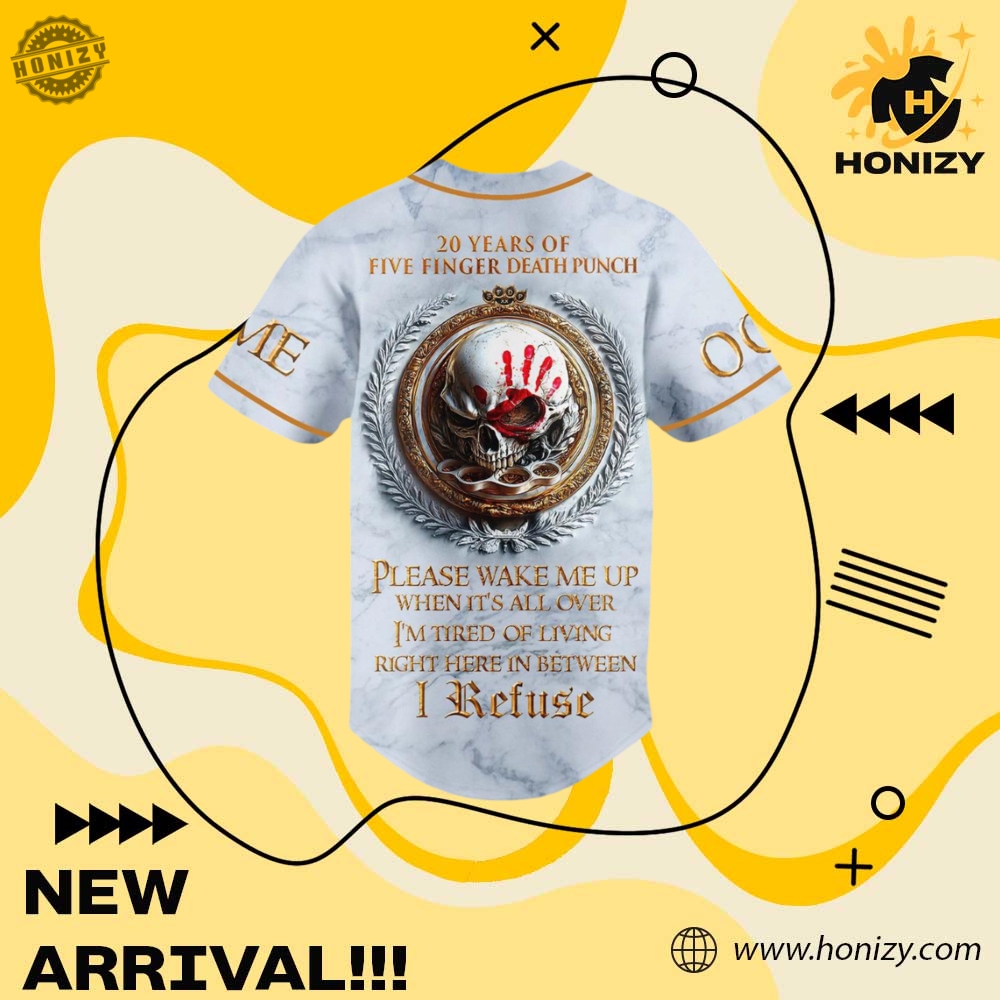 Five Finger Death Punch 20 Years Music Personalized Unisex Baseball Jersey 5 Five Finger Death Punch 20 Years Music Personalized unisex Baseball Jersey