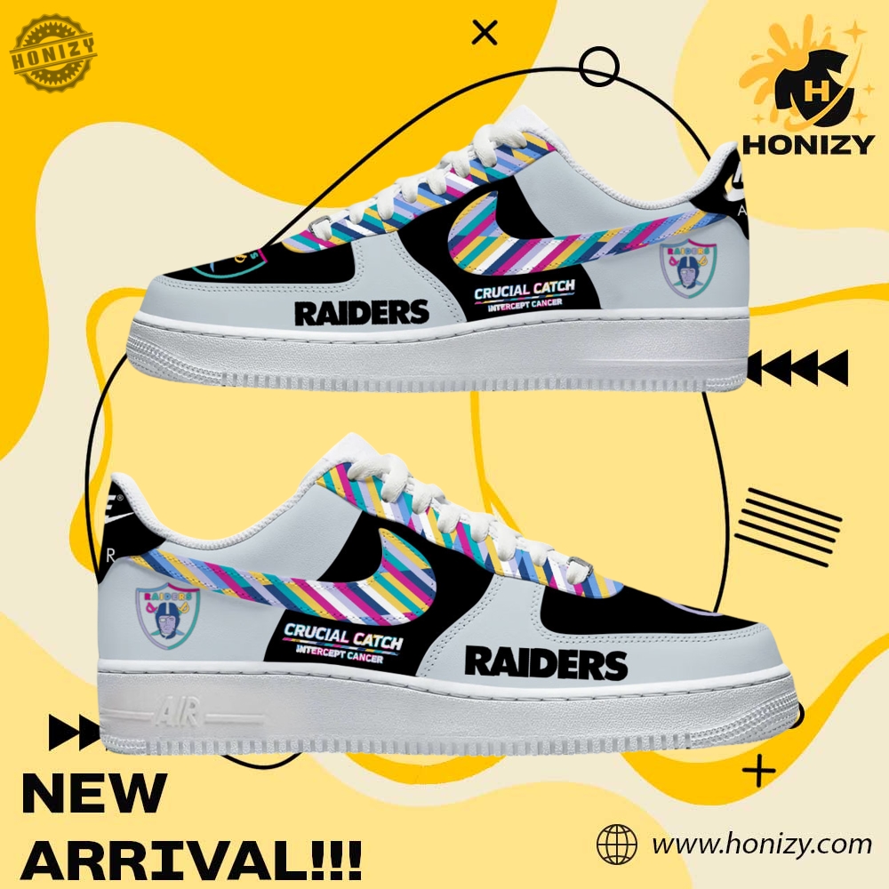 Nfl Football Las Vegas Raiders Crucial Catch Cancer Custom Graphic Nike Air Force 1 Shoes honizy 1
