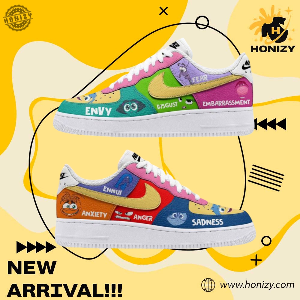 Graphic Art Nike Air Force 1 – Designed to Impress 28 Inside Out 2 Movie Characters Name Custom Graphic Nike Air Force 1 Shoes
