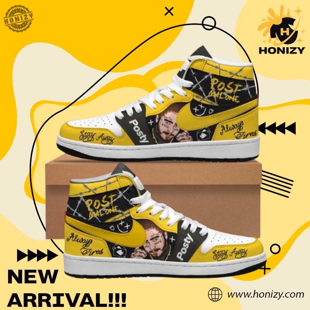 Stylish Unisex Sneakers 5 Post Malone Music Always Tired Posty Unisex Trendy Nike Air Jordan 1 Shoes