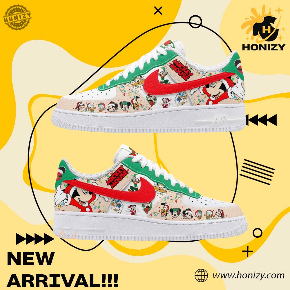 Stylish Unisex Sneakers 15 Mickey Mouse Disney Celebrating Christmas Holidays Unisex Trendy Air Force 1 Shoes
