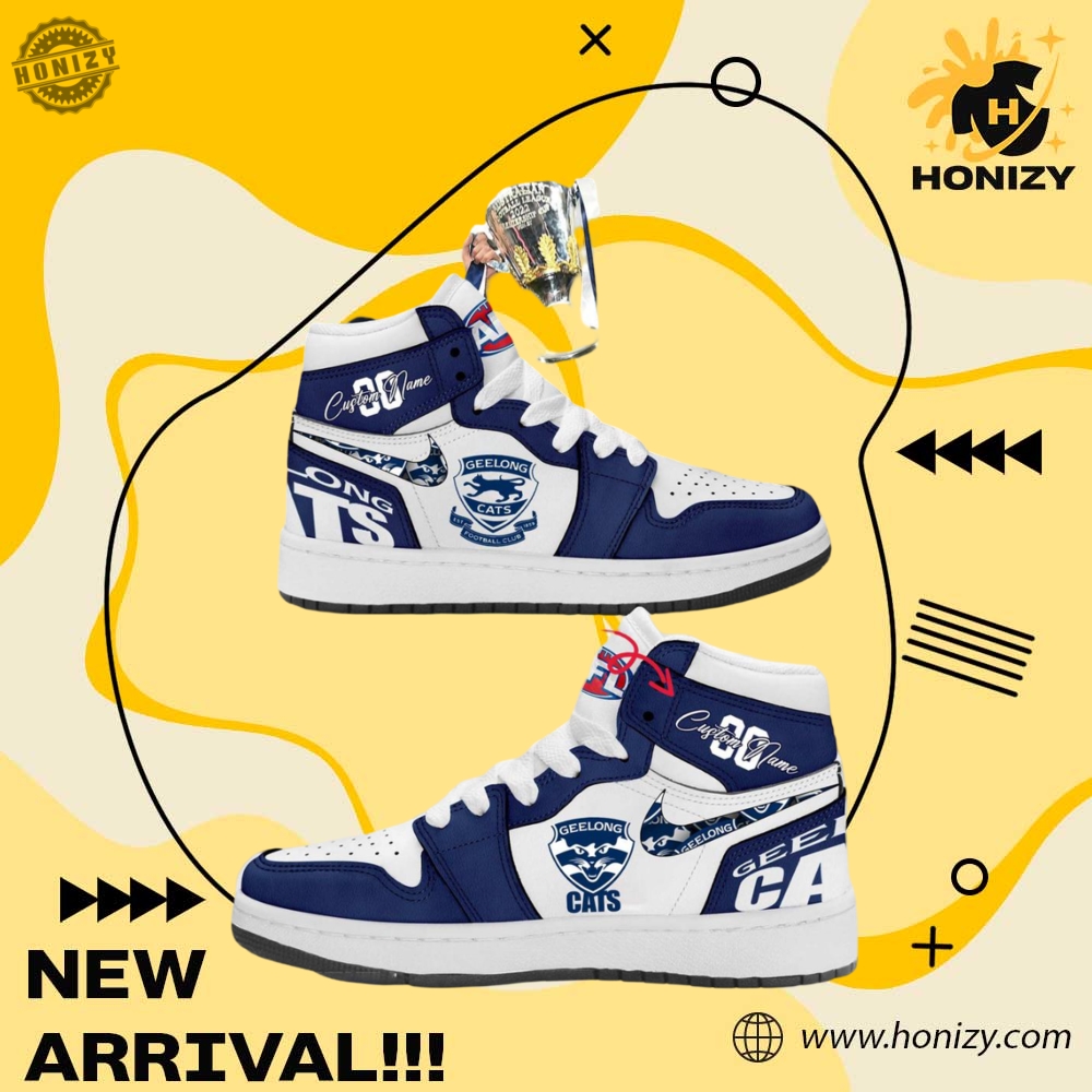 Stylish Unisex Sneakers 33 Geelong Cats Football Club Est 1859 Personalized Custom Name Unisex Trendy Air Jordan 1 Shoes