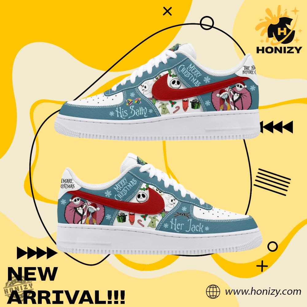 The Nightmare Before Christmas Movie His Sally Her Jack Unisex Trending Nike Air Force 1 Shoes