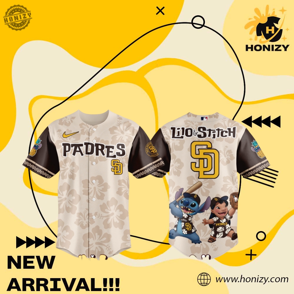 Custom Graphic 3D Jerseys 16 Mlb San Diego Padres X Lilo Stitch Movie 2025 Unisex Trendy Baseball Jersey