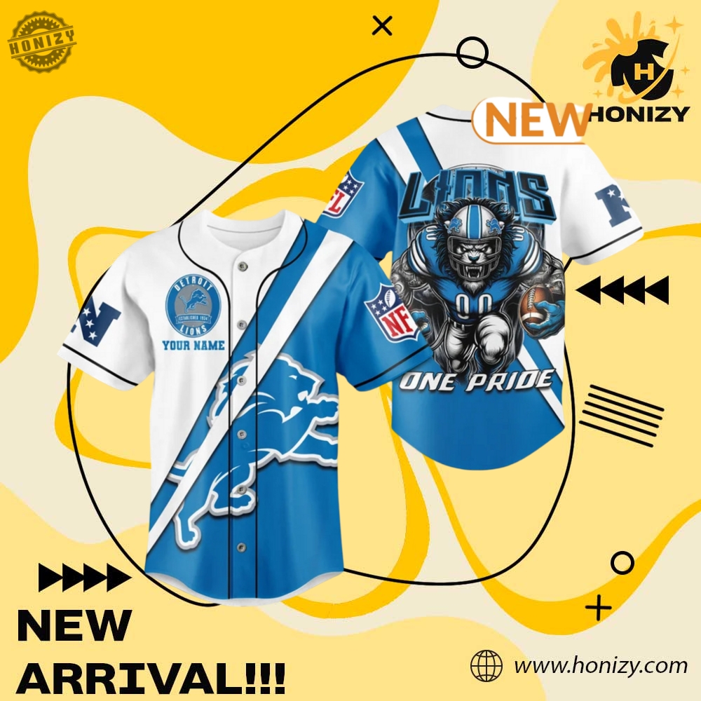 Custom Graphic 3D Jerseys 22 Nfl Detroit Lions One Pride Home Unisex Trendy 3D Baseball Jersey