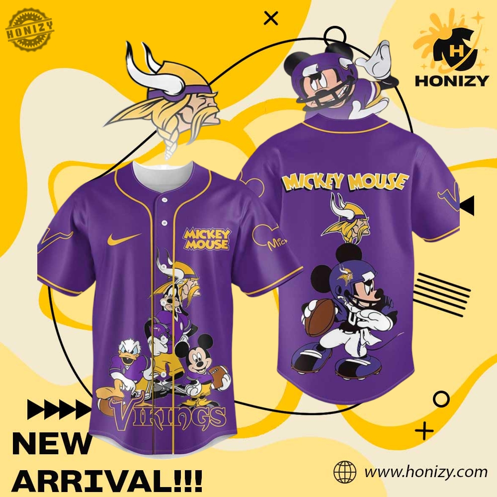 Limited Edition Inspired Jersey 8 Minnesota Vikings Nfl Football X Mickey Mouse Movie Unisex Trendy Baseball Jersey