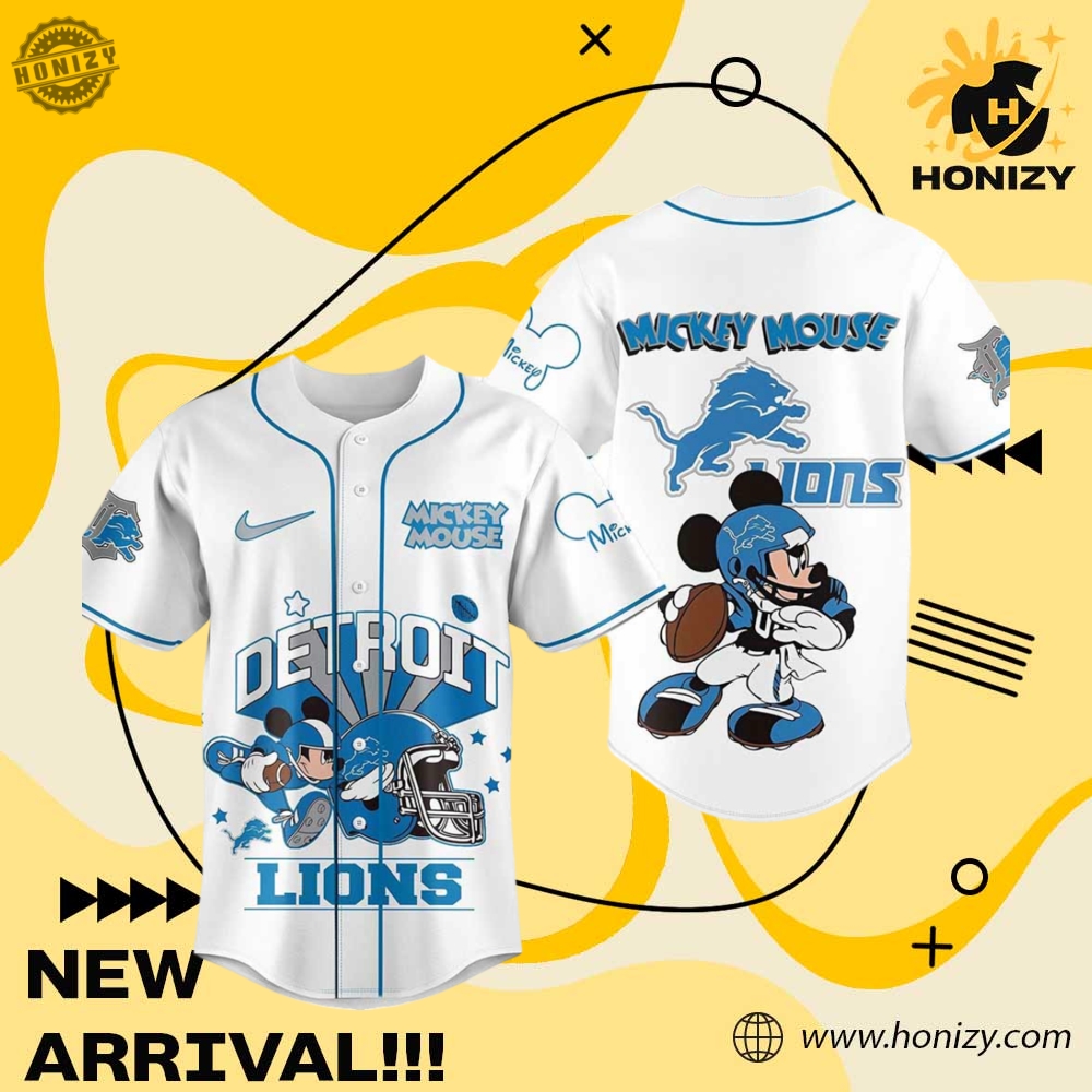 Limited Edition Inspired Jersey 10 Detroit Lions Football Nfl X Mickey Mouse Movie Unisex Trendy Baseball Jersey