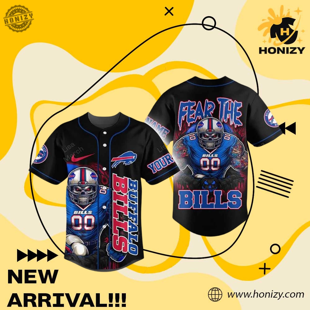 Limited Edition Inspired Jersey 14 Nfl Football Buffalo Bills Fear The Bills Halloween 3D Unisex Trendy Baseball Jersey