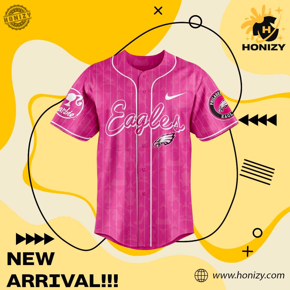 Nfl Football Philadelphia Eagles Nfl X Barbie Custom Name Unisex Trendy Baseball Jersey 5 NFL Football Philadelphia Eagles NFL x Barbie Custom Name unisex trendy Baseball Jersey
