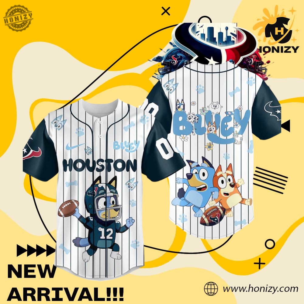 Limited Edition Inspired Jersey 27 Football Houston Texans Nfl X Bluey Custom Name Unisex Trendy Baseball Jersey